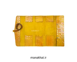 جاقلمی تاشو خوشنویسی چرم طبیعی قهوه ای طرح دار (کپی)