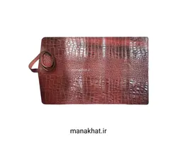 جاقلمی تاشو خوشنویسی چرم طبیعی زرشکی طرح دار