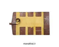 جاقلمی تاشو خوشنویسی چرم طبیعی قهوه ای طرح دار