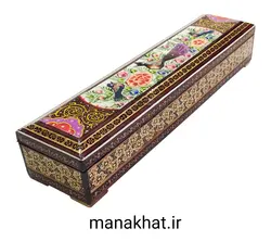 جاقلمی خوشنویسی خاتم کاری لولایی گل و مرغ طرح 1