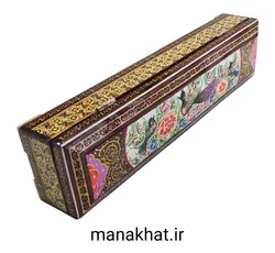 جاقلمی خوشنویسی خاتم کاری لولایی گل و مرغ طرح 1