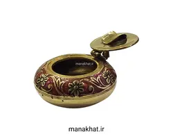 دوات برنجی خوشنویسی قلمزنی و نقاشی شده فیروزه ای (کپی)