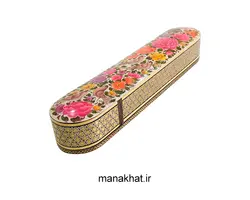 جاقلمی خوشنویسی خاتم کاری کشویی گل و مرغ طرح 1