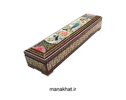 جاقلمی خوشنویسی خاتم کاری لولایی گل و مرغ طرح 2