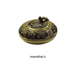 دوات برنجی خوشنویسی قلمزنی و نقاشی شده مشکی