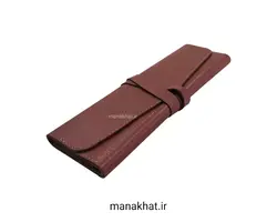جاقلمی تاشو خوشنویسی چرم طبیعی قهوه ای