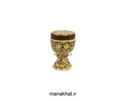 دوات مسی خوشنویسی میناکاری کتابتی پایه دار رنگ خردلی