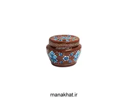 دوات مسی خوشنویسی میناکاری خمره ای رنگ عنابی