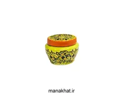 دوات مسی خوشنویسی میناکاری خمره ای رنگ زرد