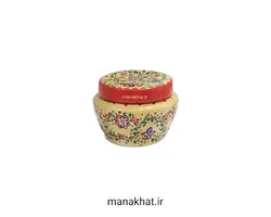 دوات مسی خوشنویسی میناکاری خمره ای رنگ کِرِم