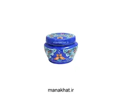 دوات مسی خوشنویسی میناکاری خمره ای رنگ آبی