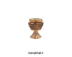 دوات مسی خوشنویسی خمره ای پایه دار قلمزنی شده طرح گل