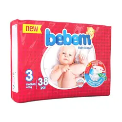 پوشک ببم Bebem سایز 3 بسته 38 عددی