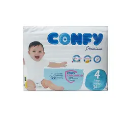 پوشک کانفی Confy پرمیوم سایز 4 بسته 34 عددی