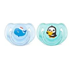 پستانک ارتودنسی 6-18 ماه فیلیپس اونت Philips Avent طرح پنگوئن و وال بسته دو عددی