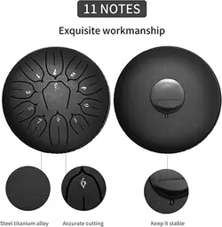 تانگ درام Tongue Drum سایز 6 اینچ 11 نت رنگ مشکی