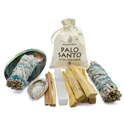 پکیج اسماج وایت سیج کالیفرنیا صدف آبالون چوب پالوسانتو کریستال سلنیت کد 124