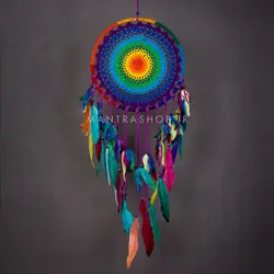 دریمکچر مکرومه دستباف هفت چاکرا قطر حلقه 32 سانتی متر