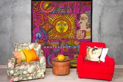 بکدراپ تپستری هندی طرح خورشید (روتختی دو نفره) کد 440