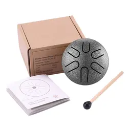 تانگ درام Tongue Drum سایز 3 اینچ 6 نت رنگ نقره ای