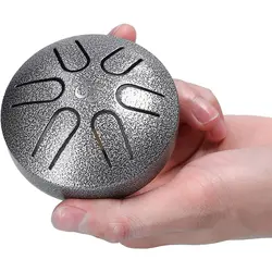 تانگ درام Tongue Drum سایز 3 اینچ 6 نت رنگ نقره ای