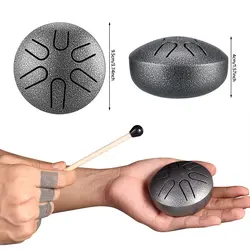 تانگ درام Tongue Drum سایز 3 اینچ 6 نت رنگ نقره ای