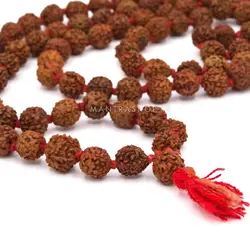 تسبیح رودراکشا پنج موکی 108 عددی 10 میل گره بافی شده اصل هندی