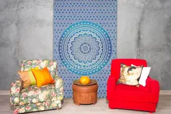 بکدراپ تپستری هندی طرح ماندالا آبی (روتختی یک نفره) کد 378