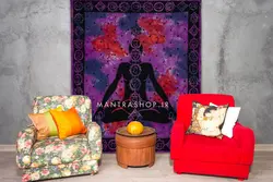 بکدراپ تپستری هندی طرح هفت چاکرا بنفش (روتختی دو نفره) کد 416