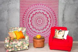 بکدراپ تپستری هندی طرح ماندالا صورتی (روتختی دو نفره) کد 408