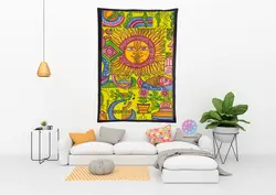 بکدراپ تپستری هندی طرح خورشید زرد (روتختی یک نفره) کد 309