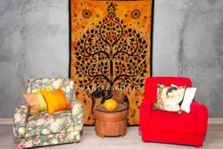 بکدراپ تپستری هندی طرح فیل و درخت زندگی (روتختی یک نفره) کد 370