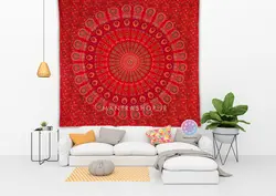 بکدراپ تپستری هندی طرح ماندالا قرمز (روتختی دو نفره) کد 250