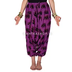 شلوار فاق بلند هندی بنفش طرح فیل درشت - کد 814