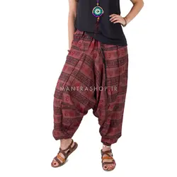 شلوار فاق بلند هندی طرح ام قهوه ای