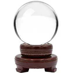 گوی کریستال K9 شفاف همراه با پایه چوبی - قطر 120 میلیمتر