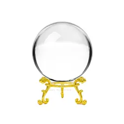 گوی کریستال K9 شفاف همراه با پایه فلزی طلایی- قطر 80 میلیمتر