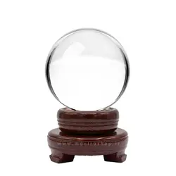 گوی کریستال K9 شفاف همراه با پایه چوبی - قطر 80 میلیمتر