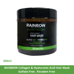 ماسک مو فاقد سولفات رینبو حاوی کلاژن و هیالورونیک اسید حجم:500 میلی لیتر
