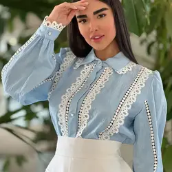 شومیز زنانه مجلسی کتان کریستال مدل سلنا کد 114