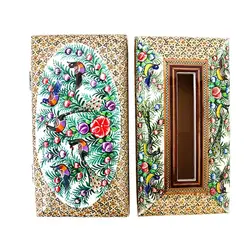 ست جعبه دستمال کاغذی و جعبه کارد و چنگال خاتم کاری کد 115