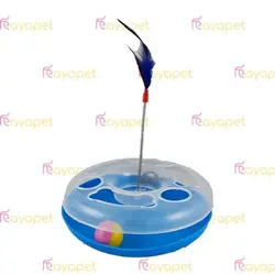 اسباب بازی گربه مشا (هپی پت) فنر دار آبی روشن