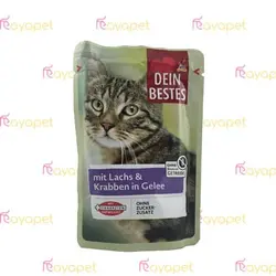 پوچ گربه 100 گرمی دین بست سالمون و خرچنگ در ژله | مایاپت