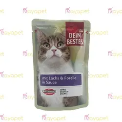 پوچ گربه 100 گرمی دین بست سالمون و قزل آلا در سس | مایاپت