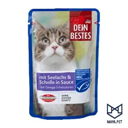 پوچ گربه 100 گرمی دین بست سالمون و قزل آلا در سس | مایاپت