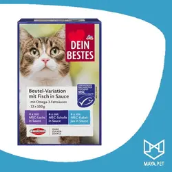 پوچ گربه 100 گرمی دین بست گوشت ماهی در سس(آبی کمرنگ) | مایاپت