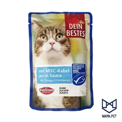 پوچ گربه 100 گرمی دین بست گوشت ماهی در سس(آبی کمرنگ) | مایاپت