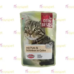 پوچ گربه 100 گرمی دین بست بوقلمون و ژامبون در ژله | مایاپت
