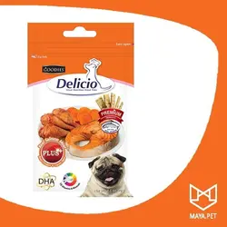 تشویقی سگ دلیشیو سالمون با مرغ و هویج 70 گرم | مایاپت