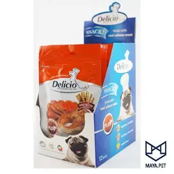 تشویقی سگ دلیشیو سالمون با مرغ و هویج 70 گرم | مایاپت